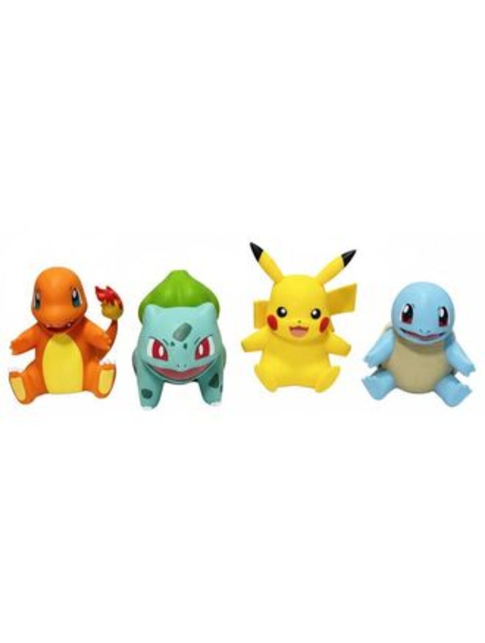4 Pokémon Figurines Featuring Charmander, Bulbasaur, Pikachu, and Squirtle -GUC